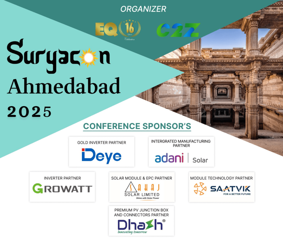 Ahmedabad SuryaCon Conference, Gujarat Annual Solar Awards, PM Kusum Meet, Solar Buyer-Seller Meet, C&I Green Energy Meet, Gujarat Awards on Solar, RE, Sustainability and Gujarat Sustainability, DeCarbonisation, Carbon Neutrality & Net Zero Summit