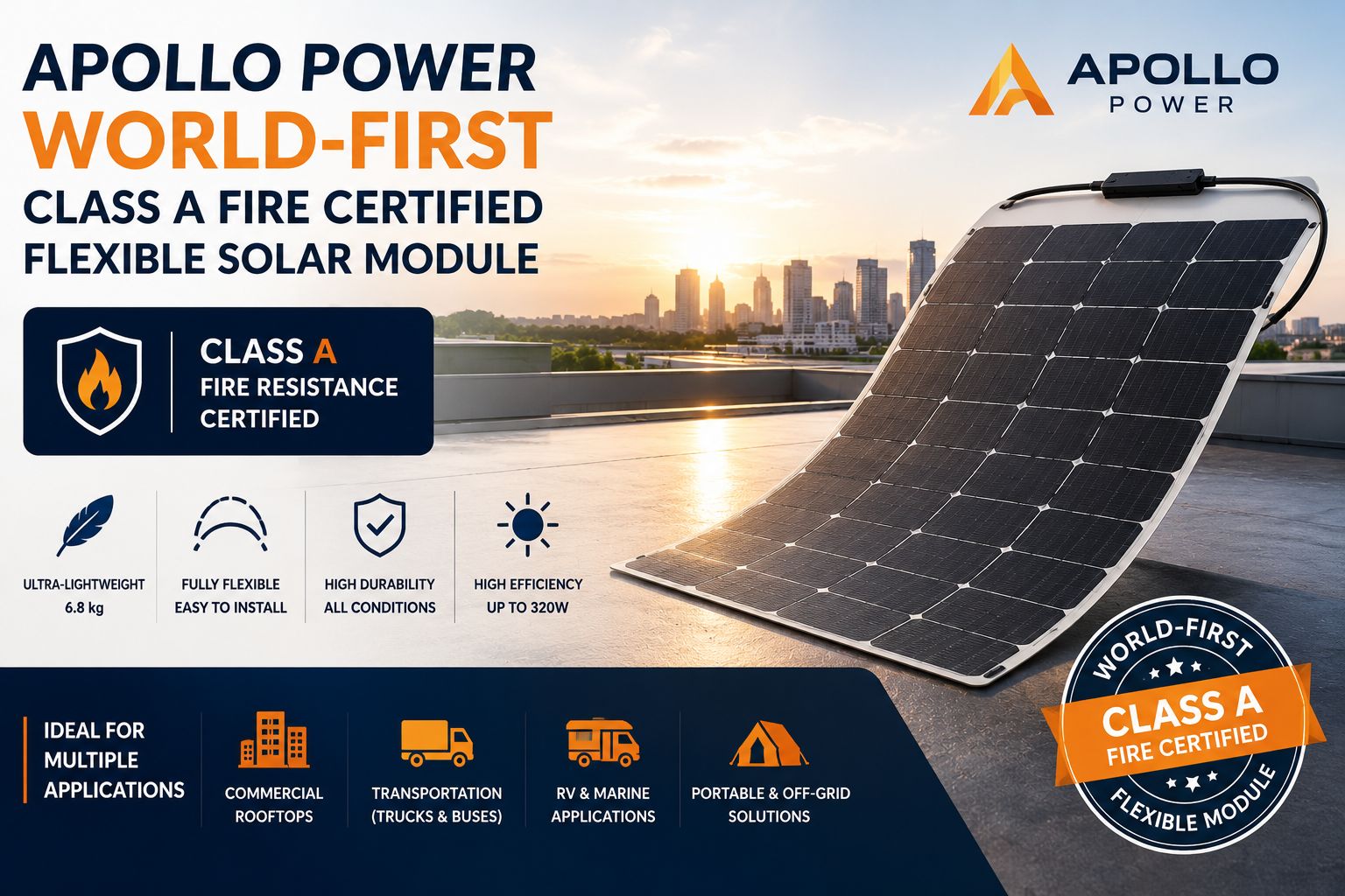 Apollo Power Claims World-First Certification for Lightweight Flexible Solar Module