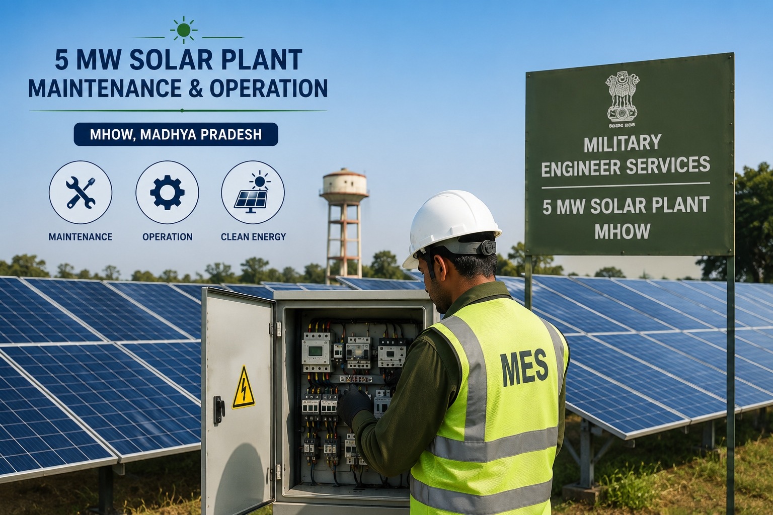 The Military Engineer Services (MES) has invited bids for the comprehensive operation, maintenance and management of a 5 MW Solar Photovoltaic (SPV) power plant located at MHOW, Madhya Pradesh. The estimated value of the contract is ₹8.67 crore, with the work planned for a period of 10 years. The selected contractor will be responsible for the regular operation, maintenance and overall management of the solar power plant. The tender was issued by the Headquarters Chief Engineer, Jabalpur Zone, under Contract Agreement No. CEJZ/MHOW/51 (T) of 2025-26. The procurement will follow a two-cover bidding system, consisting of technical and financial bids. Eligible contractors will be required to submit their bids through the official defence e-procurement portal. A non-refundable tender fee of ₹3,000 and an Earnest Money Deposit (EMD) of ₹75.85 lakh are applicable under the prescribed tender conditions. The tender is primarily open to MES-enlisted Class ‘S’ contractors under Category b(ii). Unenlisted Indian firms may also participate if they meet the required financial, technical and experience criteria, including relevant government-work experience and financial capability. The technical bids will be evaluated first, with eligible bidders then proceeding to the financial bid stage. The selected contractor will be required to provide the necessary performance security before commencing the work. The tender highlights the continued operation and maintenance requirements of utility-scale solar infrastructure in India, while providing a long-term opportunity for qualified contractors in the solar O&M sector.