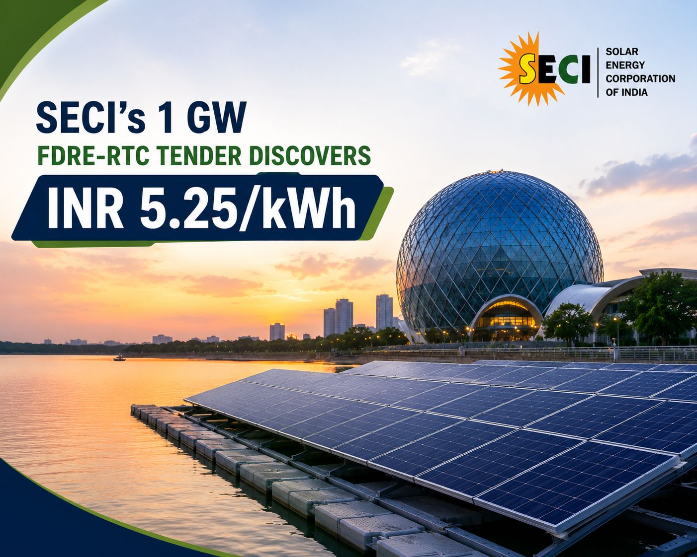 SECI Discovers INR 5.25/kWh Tariff for 1 GW Firm Renewable Energy Tender
