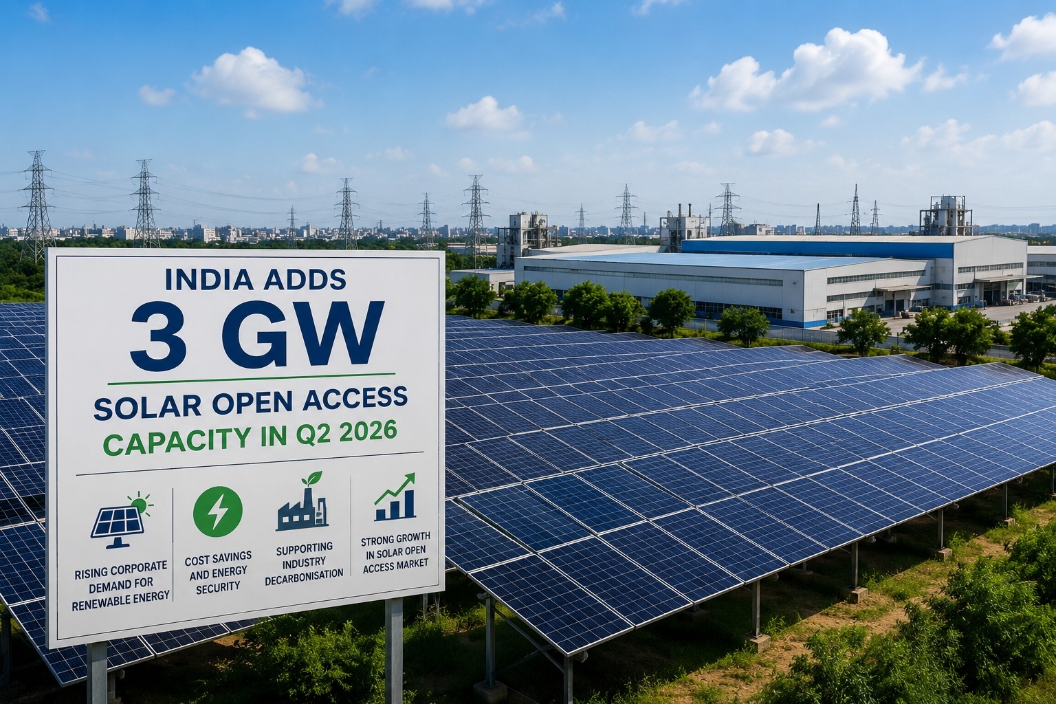 India Adds Record 3 GW Solar Open Access Capacity in Q2 2026