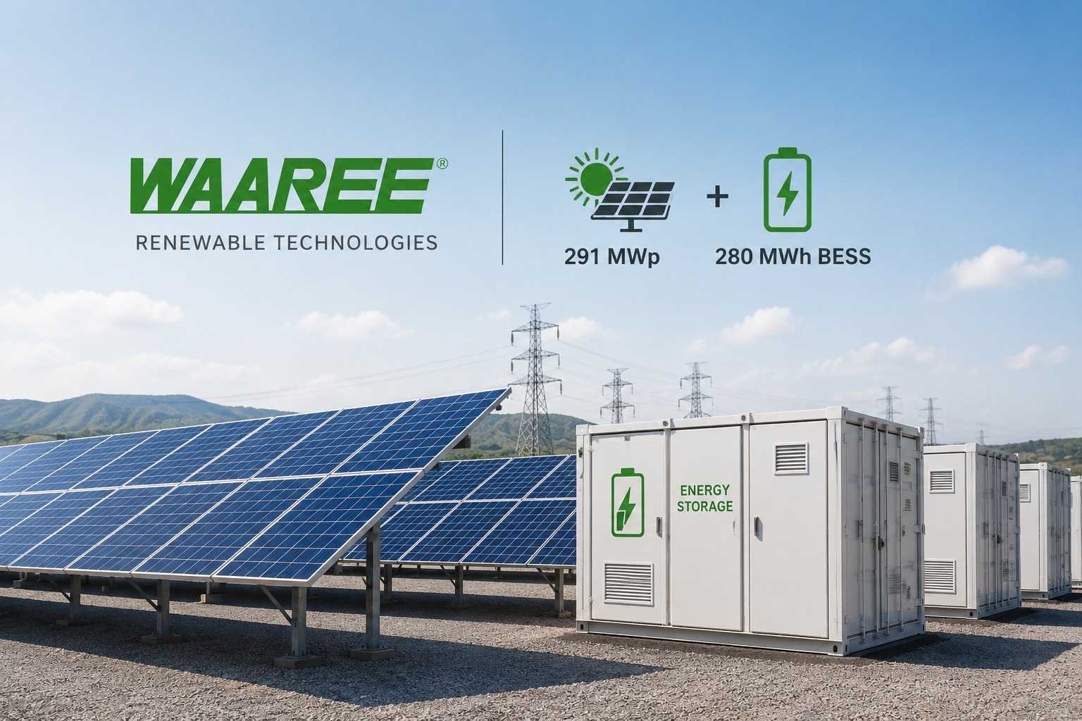 Waaree Renewable Technologies Secures LOA for 291 MWp Solar Project with 280 MWh BESS