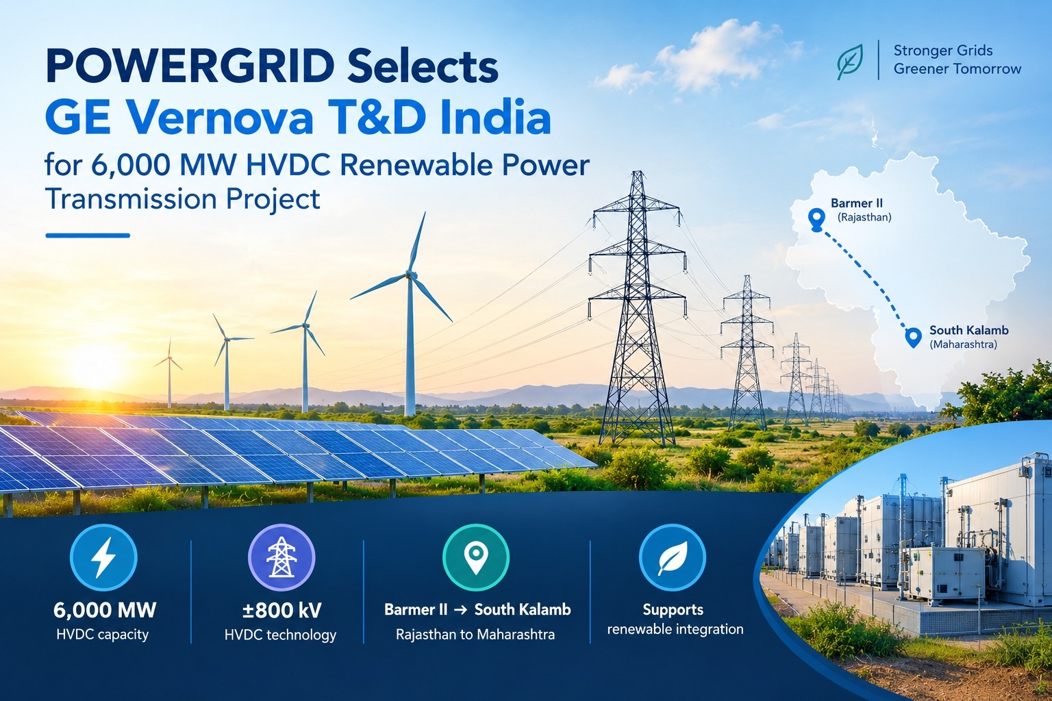POWERGRID Selects GE Vernova T&D India as Lowest Bidder for 6,000 MW HVDC Renewable Power Transmission Project